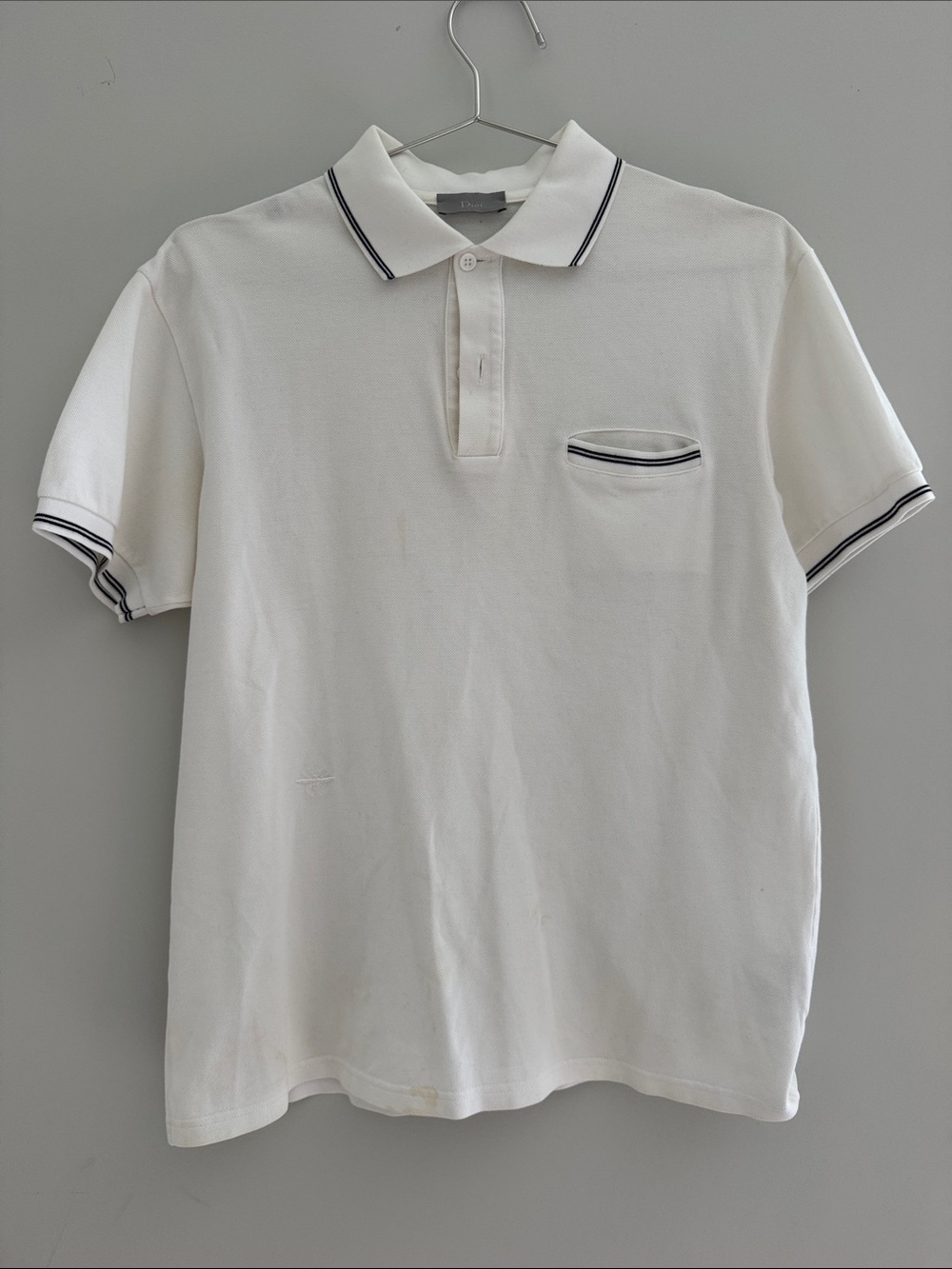 Dior White Polo with Black Contrast Trim